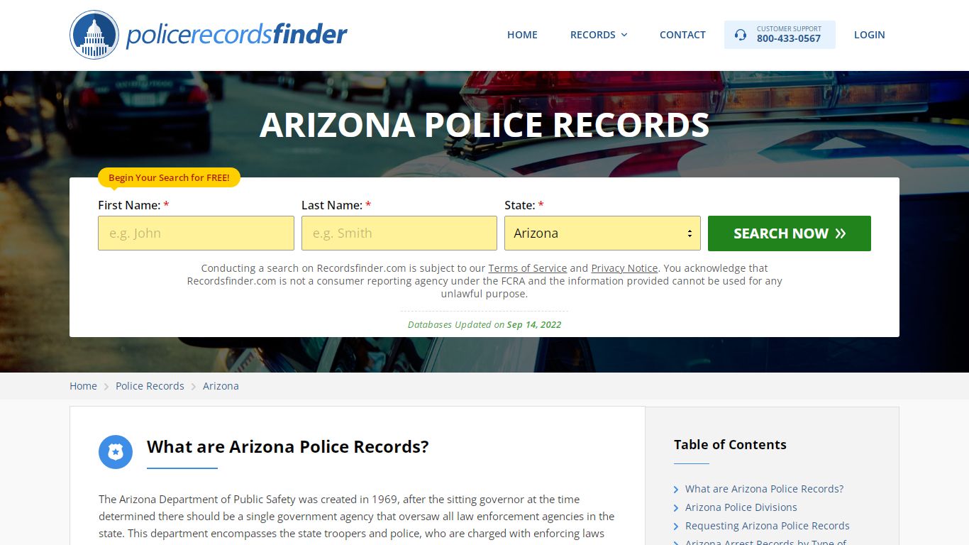 Arizona Police Records Search & Police Departments Online - RecordsFinder